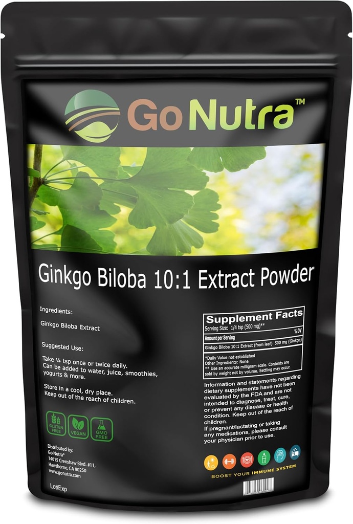 고 Nutra Ginkgo Biloba 분말 8 oz. | 퓨어 Ginkgo Biloba 보충제, Biloba 잎 (8oz.)의 Ginkgo 분말