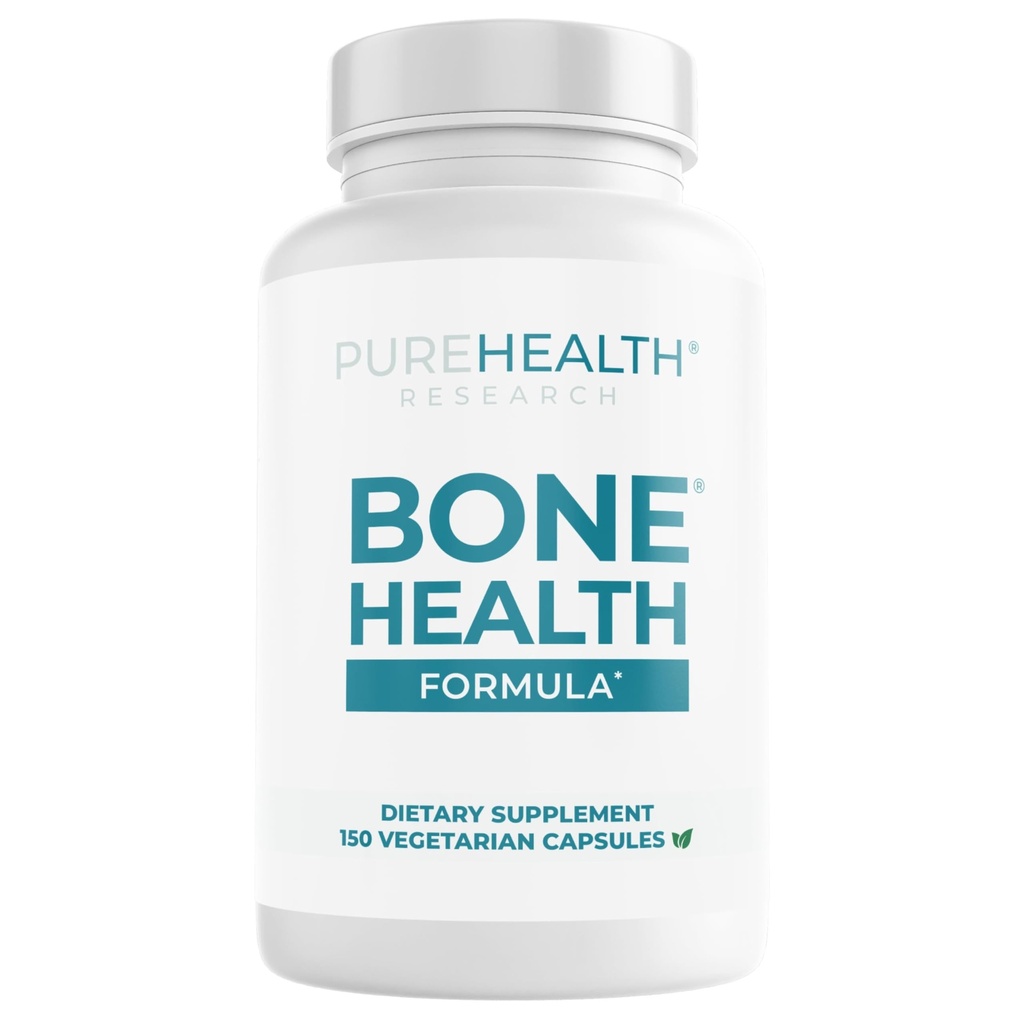 PUREHEALTH RESEARCH 뼈 건강 공식 칼슘 & 마그네슘 보충교재 - 철과 더불어, 아연, 구리, 비타민 D, C, K2 & 더 많은 것 - 여성 & 남자를 위한 뼈 & 합동 비타민, 150의 캡슐