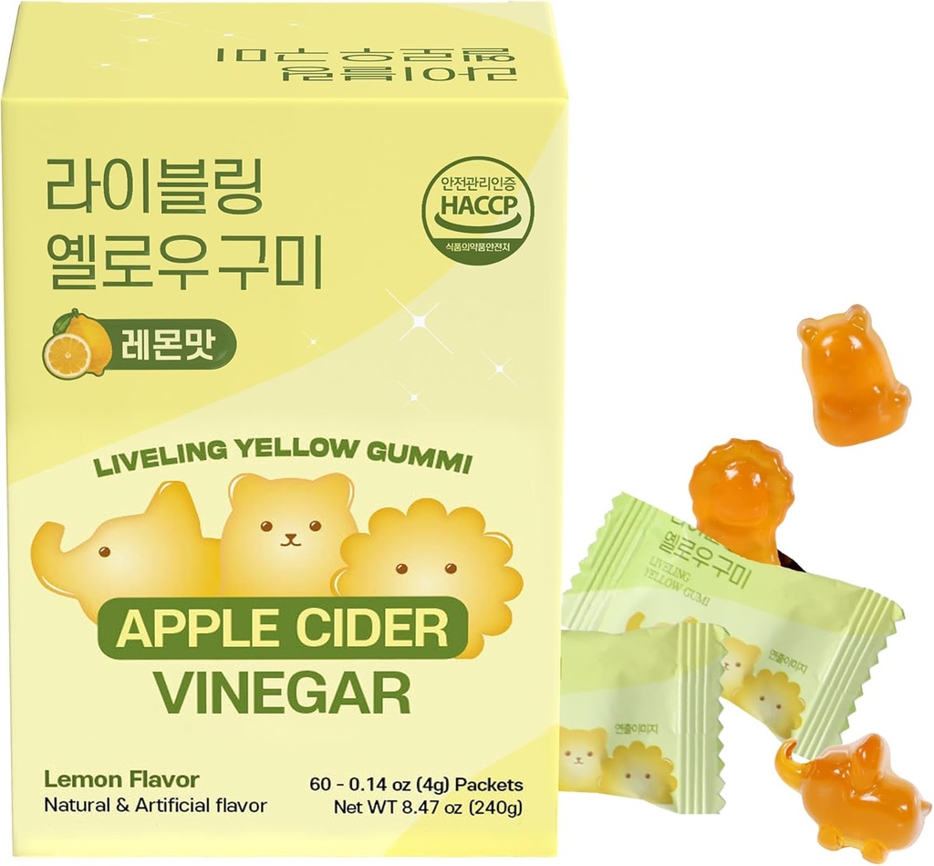 Apple Cider Vinegar Gummies, 소화를 위한 매일 지원, 위생 개별적으로 포장하는, 재미 동물 모양 연약한 & Chewy Gummies, 60 PC