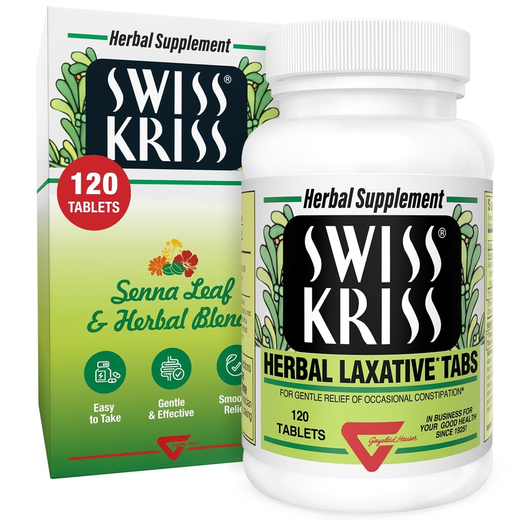 스위스 Kriss Herbal Laxative Tablets, Gentle & Natural Laxatives for Constipation Relief for Adults & Children Over Age 6, 6-12 시간, Senna Laxative, 120 태블릿 총