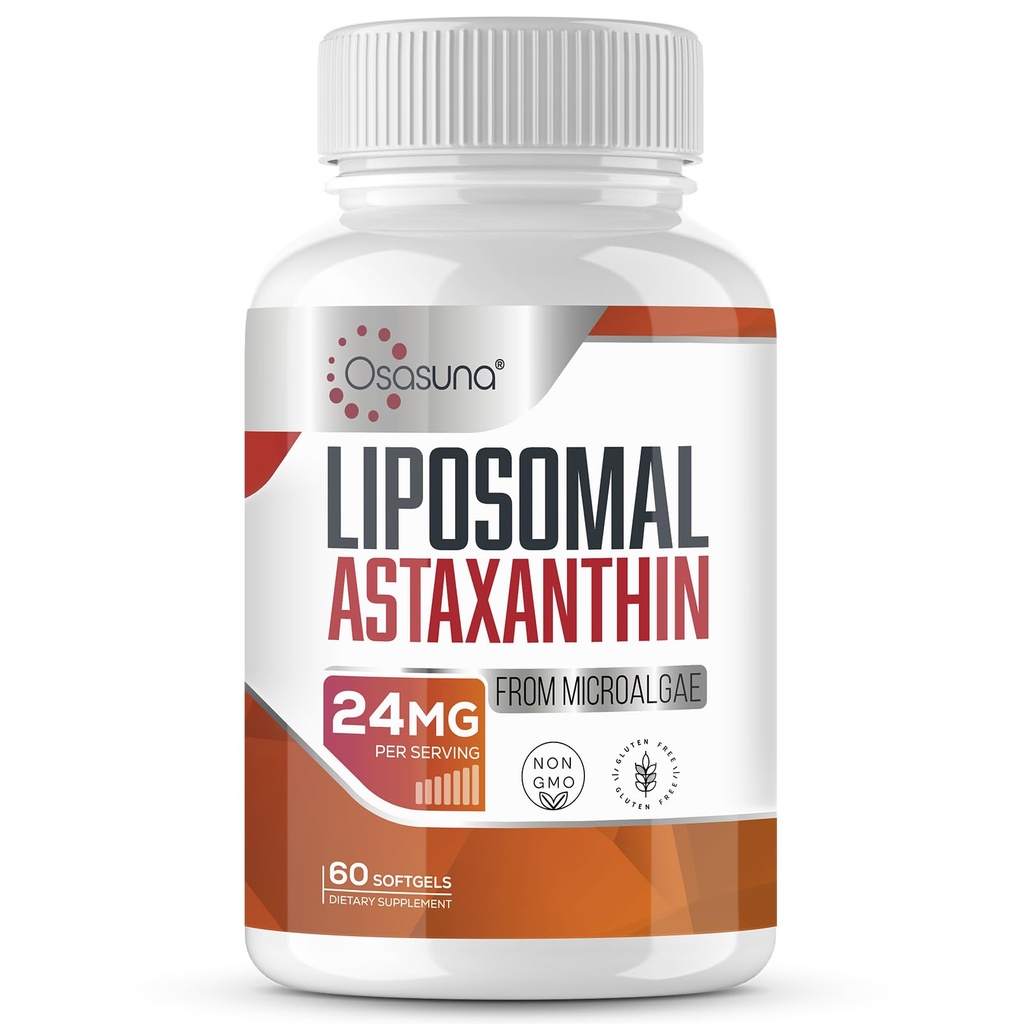 Liposomal Astaxanthin 보충교재 24 MG의 최대 흡수, VIT C, 비 GMO & 글루텐 자유로운 - 60 Softgels (2 달 공급) 보다는 산화 방지제 더 강한