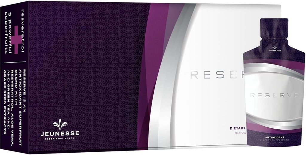 Jeunesse Global Reserve - 산화 방지제 과일 혼합 영양 보충 - 박스 당 30 패킷 (30ml)