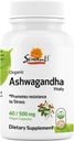 Sewanti 유기 Ashwagandha 캡슐 - 자연적인 긴장 기복 & 에너지 부스트 - 규정식 보충교재 높은 힘 추출물 60 Vegan 캡슐 - 500mg