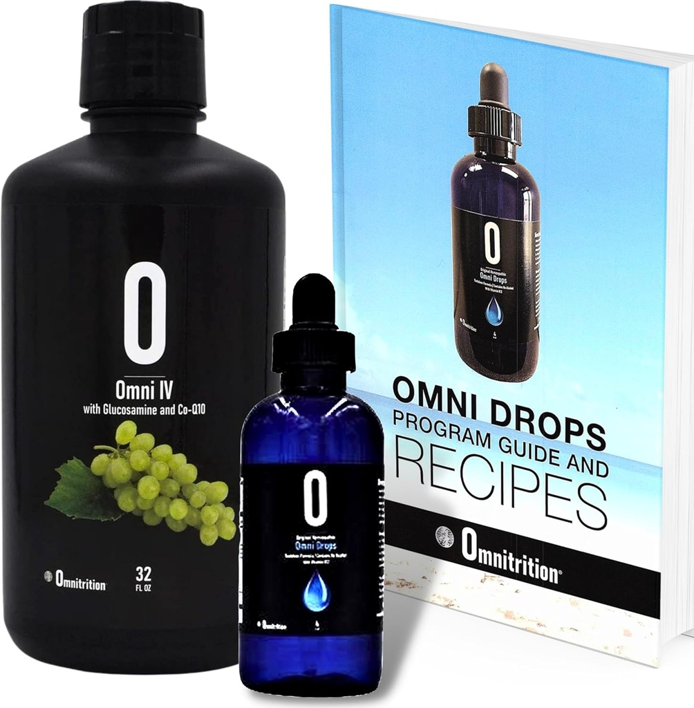 Omnitrition Omni Drop 번들 - 두 가지 제품 포함 : Omni Drops Diet Drops with Vitamin B12-4 oz with Program Guide and Omni IV (Omni 4) 액체 비타민 및 미네랄 Glucosamine 및 Co-Q10