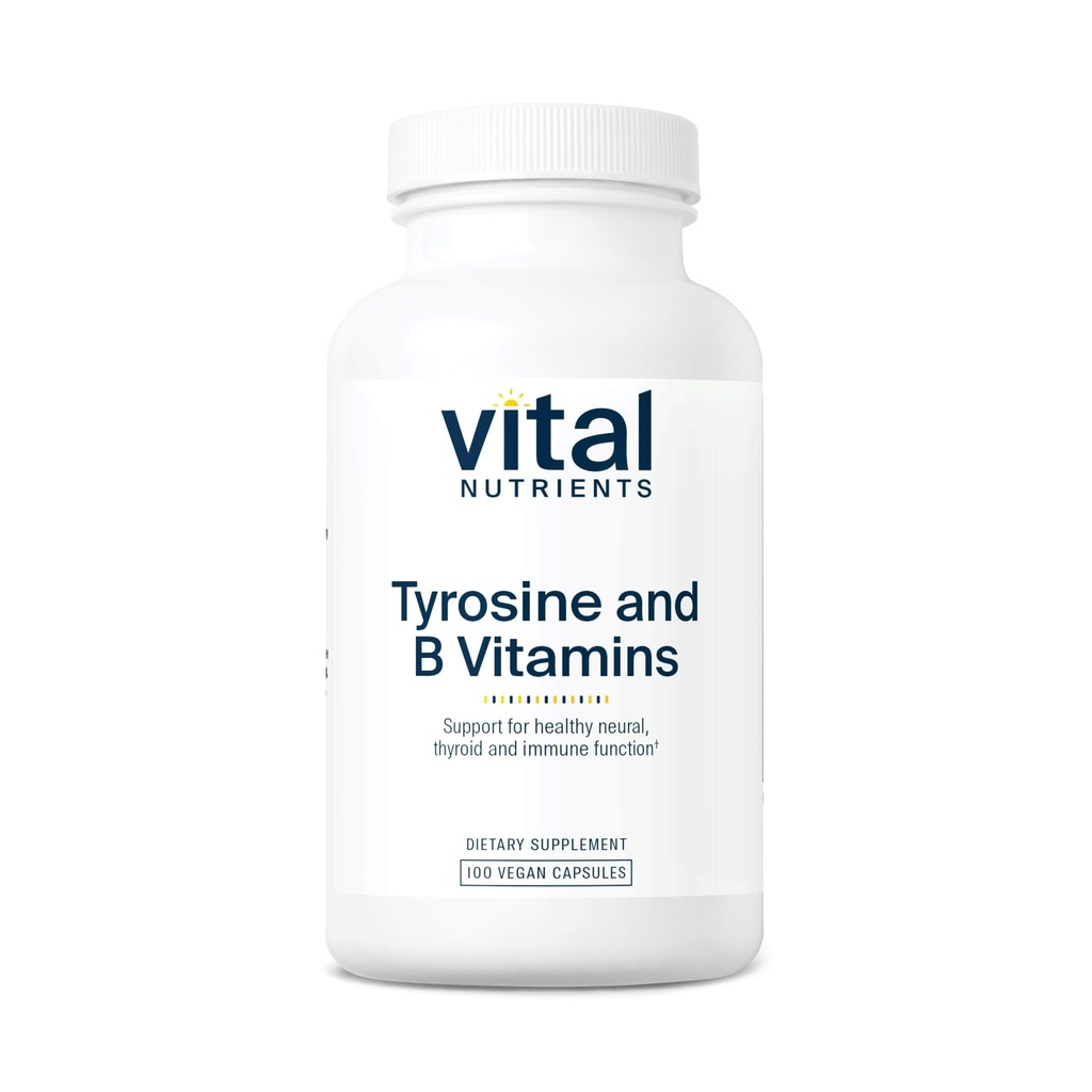 Vital Nutrients 티로신과 B 비타민 | Thyroid, Immune, Nerve Support Formula | Adrenal Support Complex | 글루텐, 다이리, 소이 프리 | 비 GMO | 100 캡슐