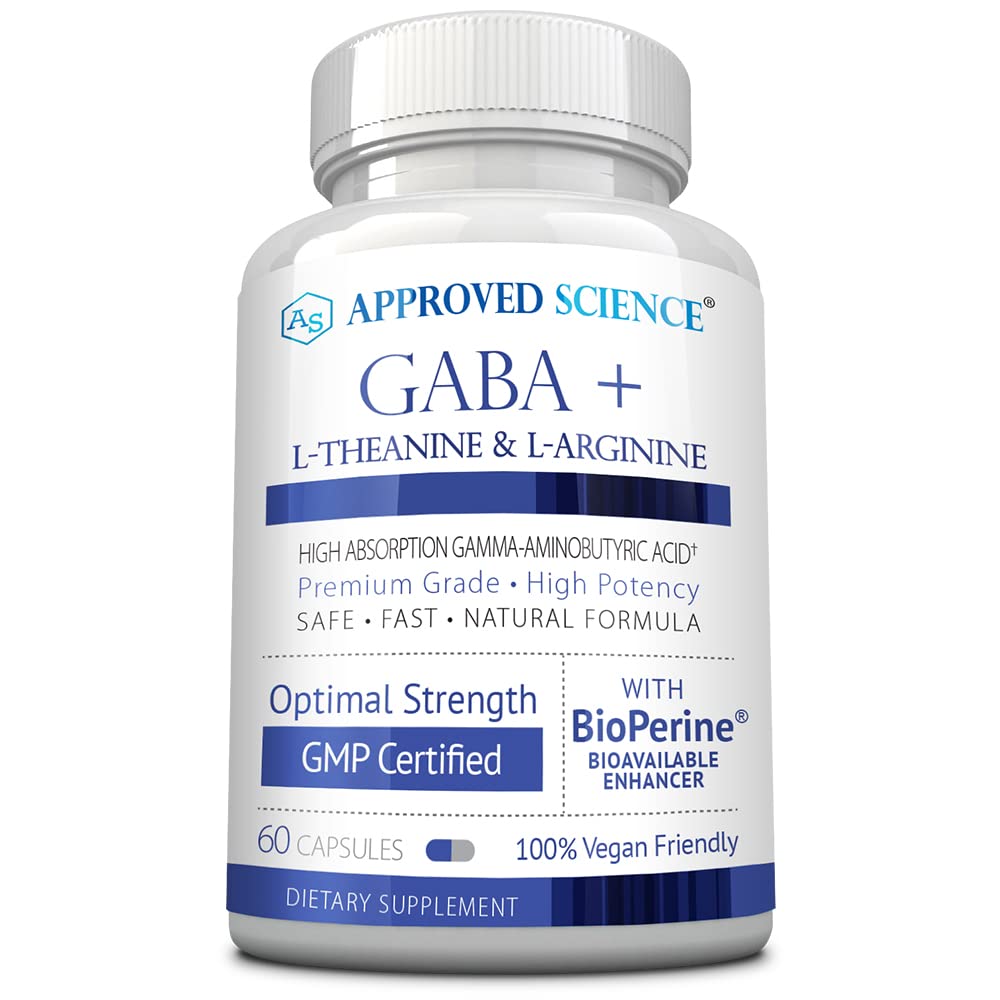 공인 과학 GABA + - Calm을 촉진, 수면 향상, 부스트 무드 - GABA, L-Theanine, L-Arginine, 비타민 B6, BioPerine - 높은 흡수 - 60 캡슐 - 채식주의자