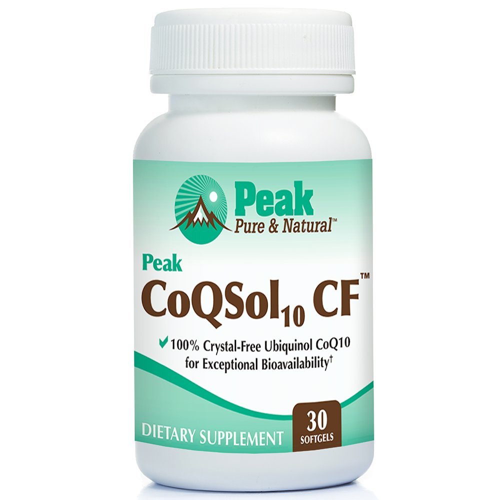 Peak CoQSol10 CF - 100 % 크리스탈 무료 Ubiquinol CoenzymeQ10 향상된 생체 이용 가능 - Ubiquinol CoQ10 - 천연 에너지 부스터 - 면역, 두뇌 및 심장 건강 지원 (30 Softgels)