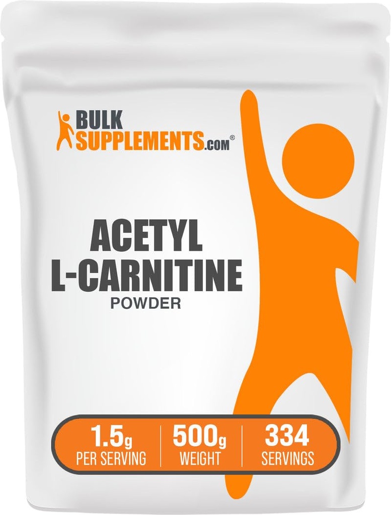 BulkSupplements.com Acetyl L-Carnitine 분말 - ALCAR HCl로, Carnitine 보충 - 글루텐 무료, 봉사 당 1.5g, 500g (1.1 lbs) (1의 포장)