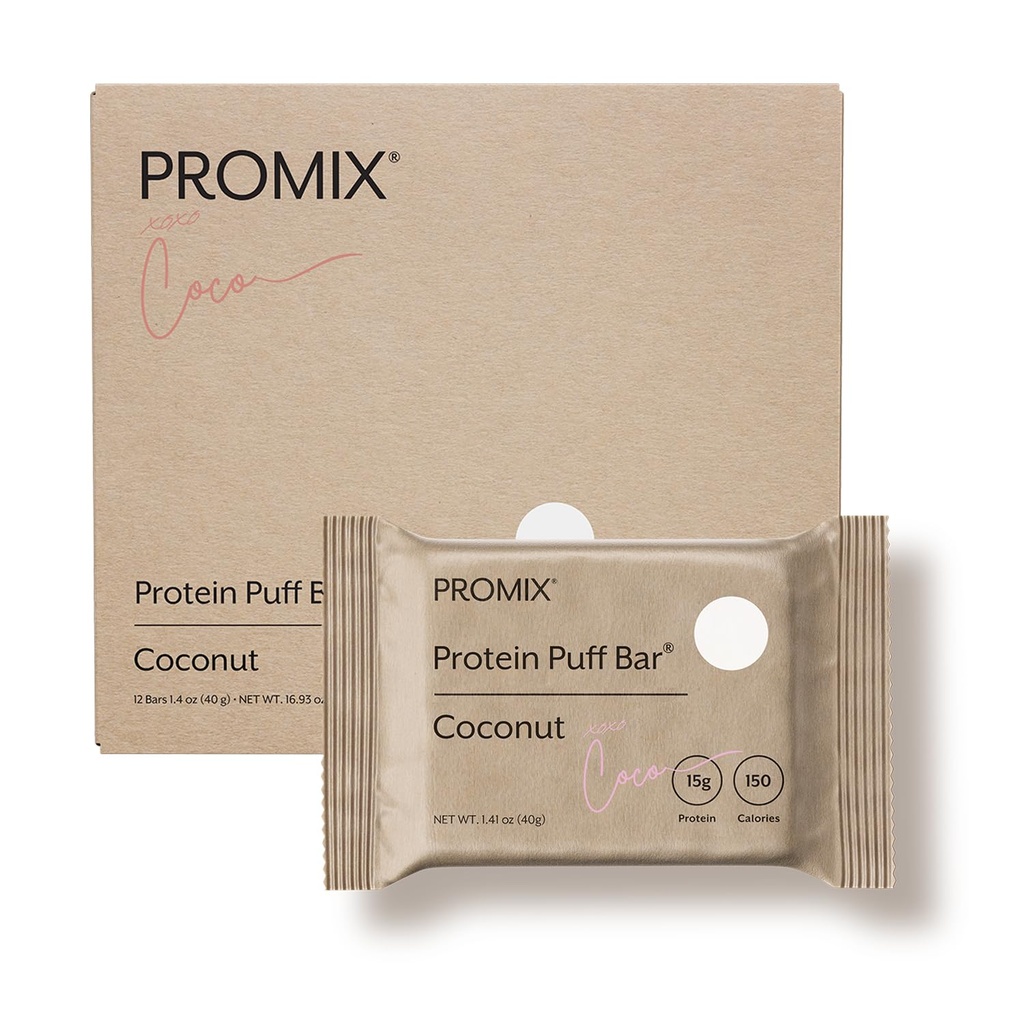 ProMix 영양 단백질 퍼프 바 - 코코넛 - Marshmallow Crispy 치료 - 높은 단백질 및 낮은 칼로리 - 글루텐, 콩, 옥수수에서 무료 - 12 바