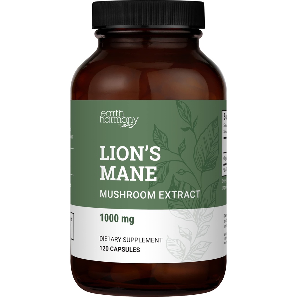 유기 사자 Mane 보충교재 (1000mg), 2-Month 공급 사자 Mane 버섯 보충교재 추출물 지원 초점, 기억 (120의 캡슐)
