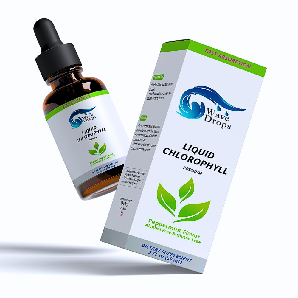 Clorophyll 액체 드롭 - 빠른 흡수 액체 클로로필 - 천연 에너지 부스트 및 면역 기능 -2Fl Oz