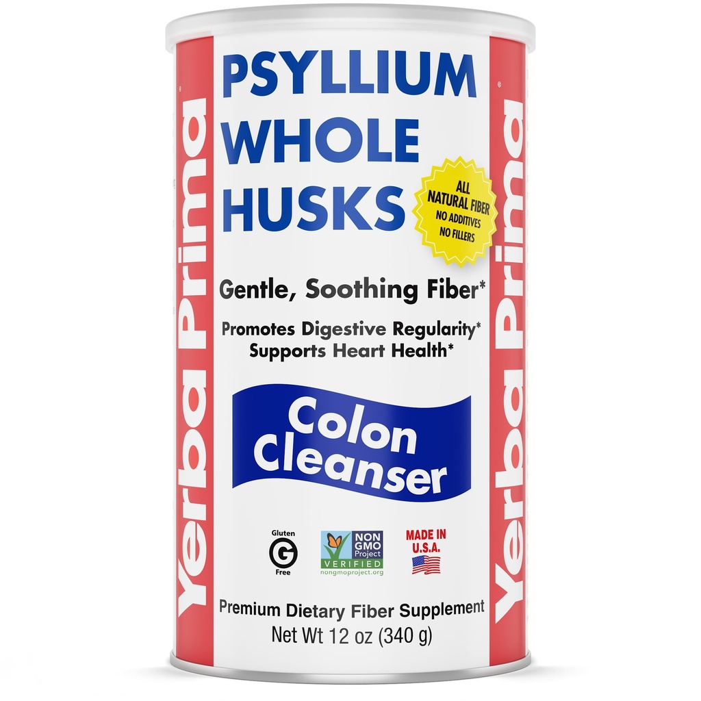 Yerba Prima Psyllium Husk, 12 Ounce - 전체 Husk 섬유 보충, Vegan, 설탕 또는 인공 감미료 없음, 비 GMO, 글루텐 무료