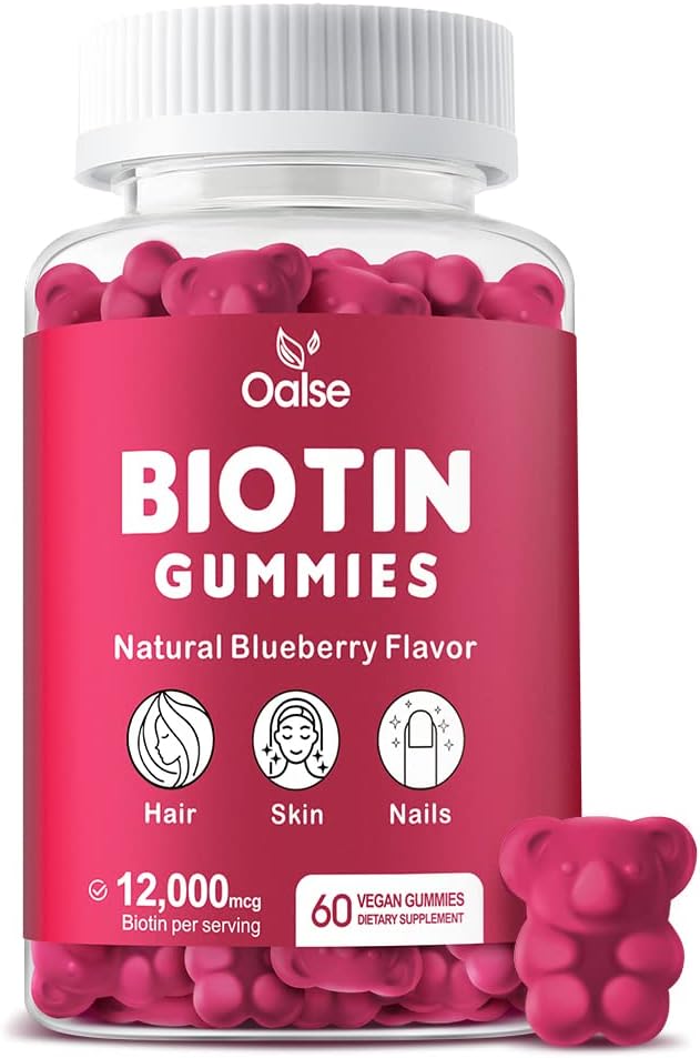 Biotin Gummies, Chlorophyll, Black Seed Oil, Multivitamins 및 아연 지원 헤어 스킨 및 여성과 남성을위한 네일 건강 [60 Count (Pack of 1)]