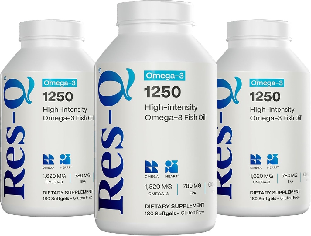 Res-Q 1250 Omega-3 물고기 기름 캡슐 3 팩
