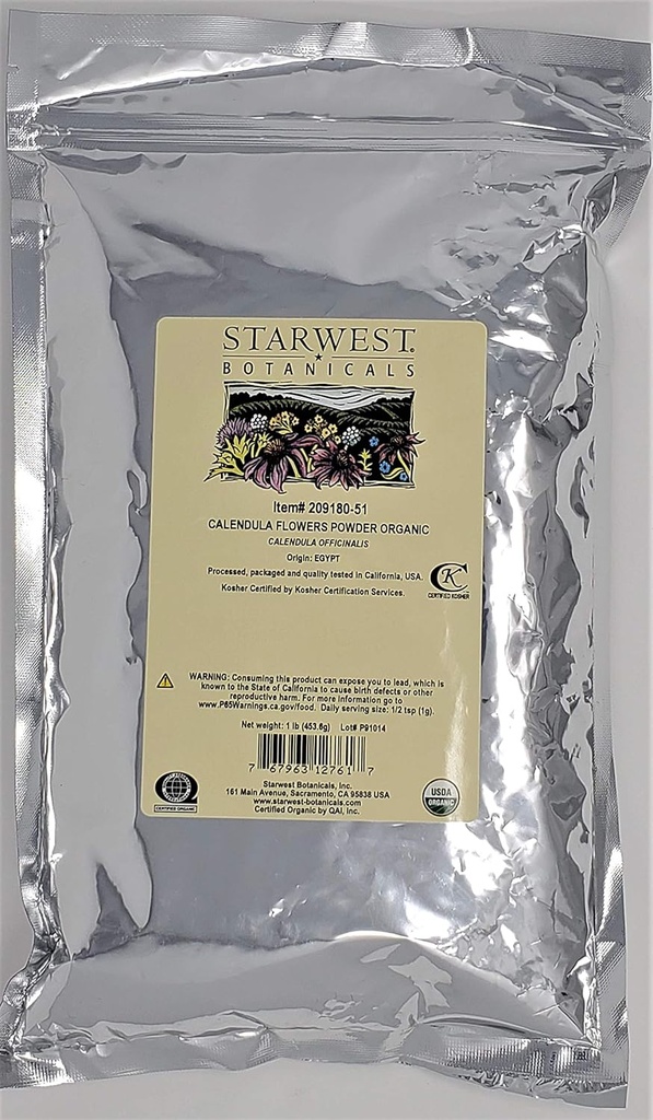 Starwest Botanicals 유기 Calendula 꽃 분말, 1 파운드