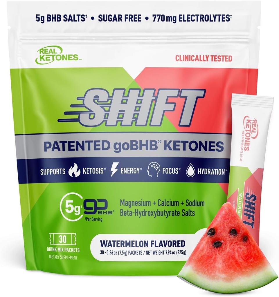 Real Ketones BHB Exogenous Ketones 음료 혼합 Packets Keto Electrolytes 분말 패킷 4 개의 주요 빠른 Electrolytes Plus Hydrating 특허 Keto BHB - 30 개 수박