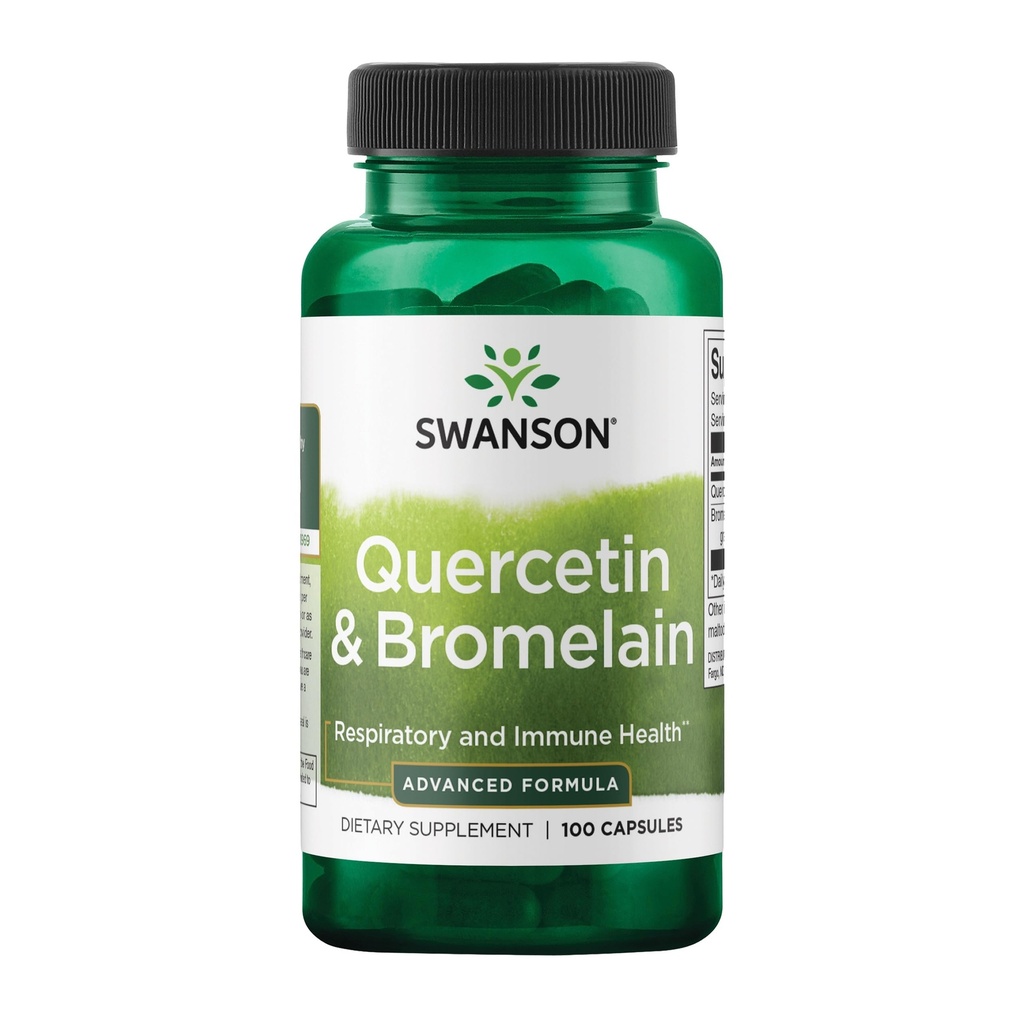 Swanson Quercetin & Bromelain-Promote 호흡기 건강 지원 보조 Seasonal 면역 체계 건강 지원 Cholesterol 수준 이미 w/i 정상 범위 100 모자 (250mg Quercetin/78mg Bromelain)