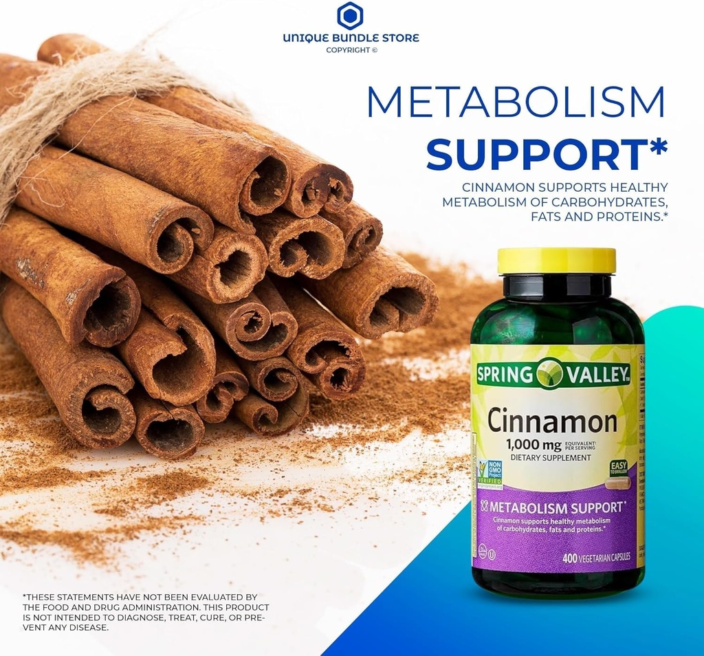 독특한 번들 스토어 Cinnamon 1000 mg, 400 캡슐 - 다이어트 지원 채식 (팩 1)