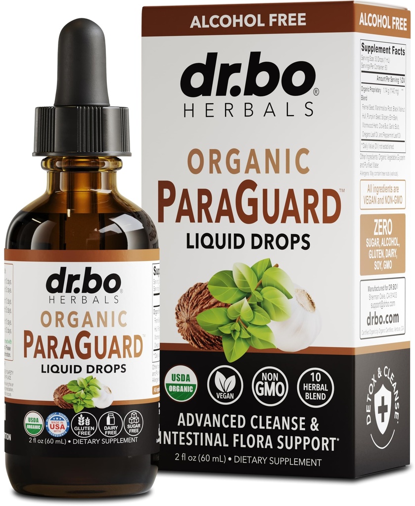 ParaGuard Cleanse Liquid Organic Detox - Black Walnut Wormwood Clove & Oregano Tincture와 인간을 위한 유기 Intestinal Guard 공식 보충교재 - 자연적인 초본 Intestine 몸 Gut Cleanser 2개 oz
