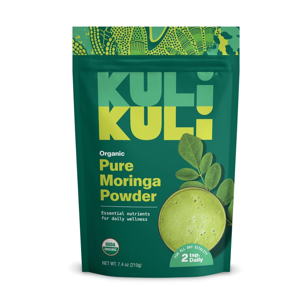 Kuli Kuli Moringa Oleifera 유기 잎 분말 & 녹색 Smoothie, 100% 순수한 USDA는 & 비 GMO Moringa 분말, 매끈함, 차 및 음식, 1 팩을 가진 중대한 증명했습니다