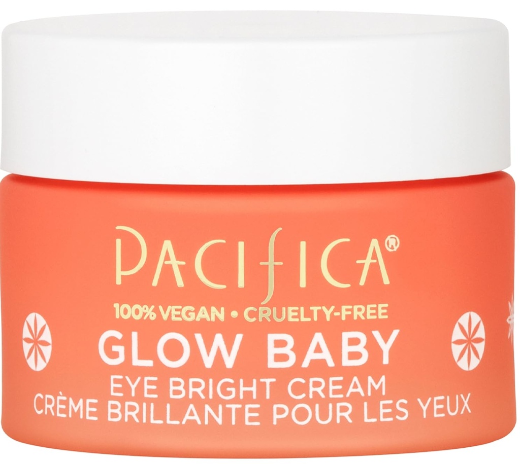 Pacifica Glow Baby Brightening Eye Cream – Dark Circle & Puffiness의 아이 크림 아래 비타민 C, 타이어 아이 향수 무료 0.5 oz Clean Vegan Dermatologist Tested를 위한 카페인 주입 눈 Brightener