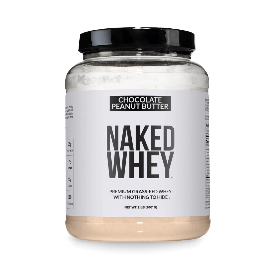 NAKED Whey Chocolate Peanut Butter Protein Powder, Grass Fed Whey, No GMO, No Soy 및 글루텐 무료. 인공 없음, 보조 성장 및 회복 - 21 서빙