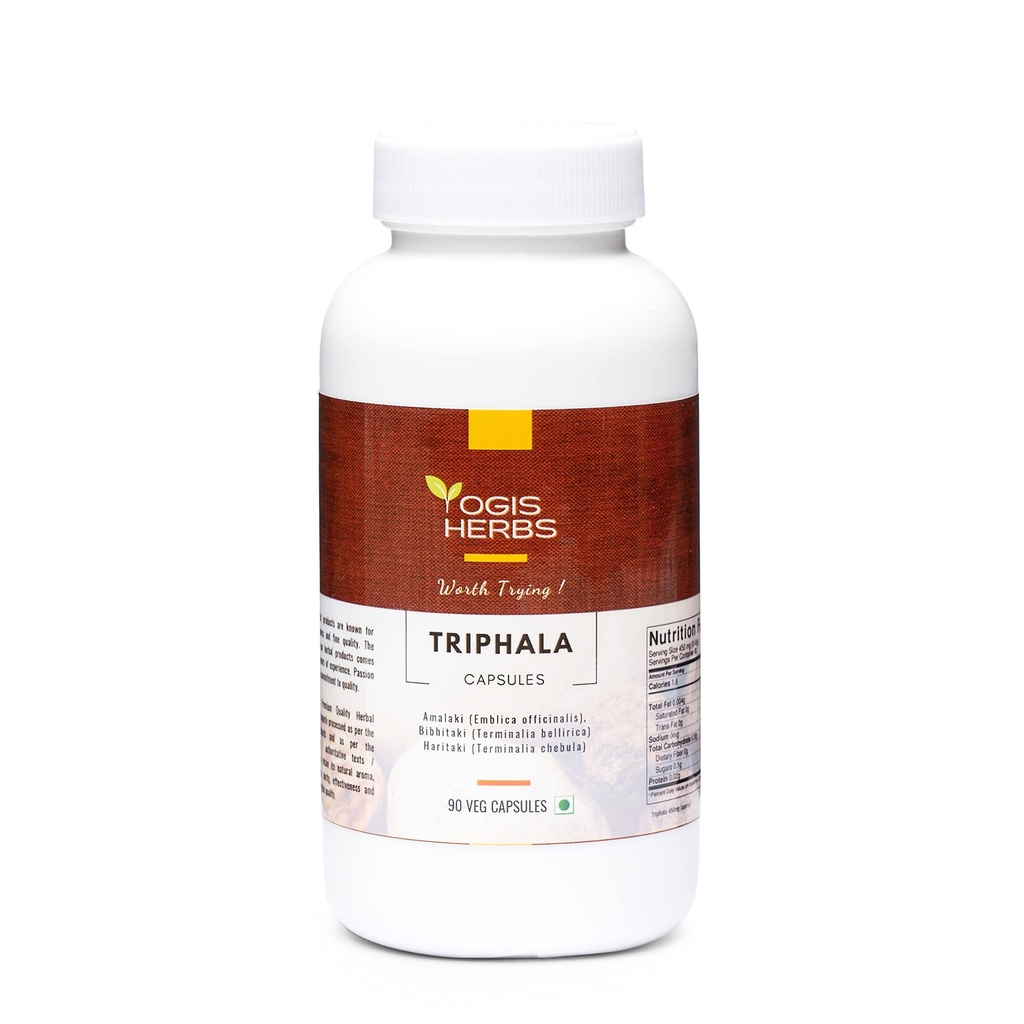 YOGIS HERBS Triphala 캡슐 Amalaki (Emblica Officinalis), Bibhitaki (Terminalia Bellirica) 및 Haritaki (Terminalia Chebula) 90 Veg 캡슐