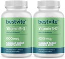 BESTVITE 비타민 B12 (Methylcobalamin) 1000mcg (480 채식 캡슐) (2 x 240) (Methyl B12) - Stearates 없음 - Vegan - Non GMO - 글루텐 무료