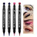 BINGBRUSH 양면 액체 스탬프 Eyeliner 펜, 얼굴 스탬프 메이크업 극단적으로 까만 방수 호리호리한 젤 펠트 끝 높은 까만 안료 액체 Eyeliner & 물개 수지 파라 끝 de 젤 (Colorful)
