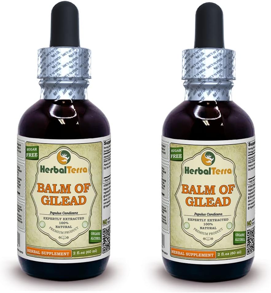 Gilead (Populus candicans) Tincture, 유기 건조 버드 액체 추출 (브랜드 이름: HerbalTerra, 미국에서 만들어진 Proudly) 2x2 fl.oz (2x60 ml)