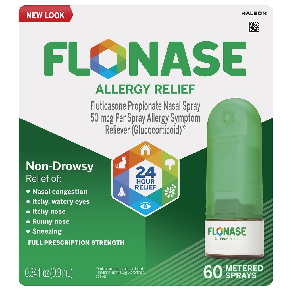 Flonase 알레르기 구호 Nasal 스프레이, 24 시간 비 Drowsy 알레르기 약, 미터 Nasal 스프레이 - 60 스프레이