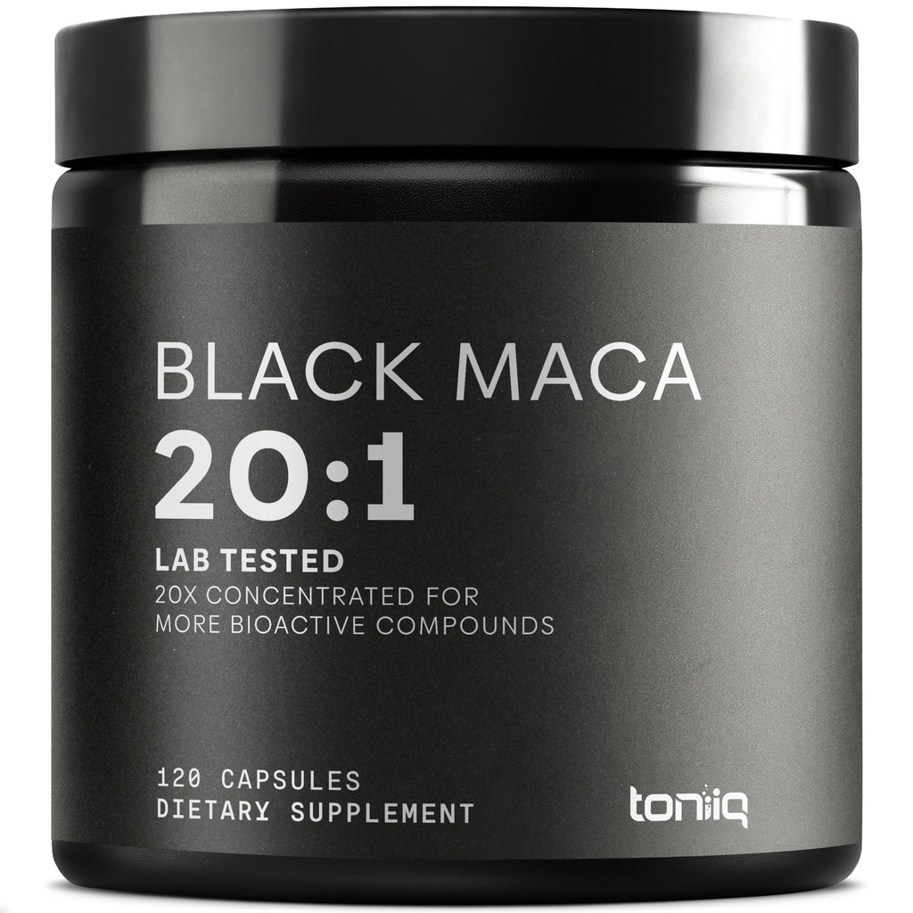 Black Maca Root - Ultra High Potency 20 : 1 추출물 - 단일 원산지, Wildcrafted & Highly Concentrated - 제 3 부 실험실 테스트 - 120 캡슐