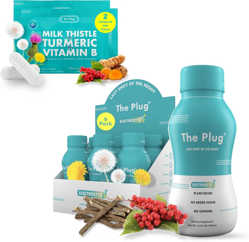 Plug Liver Cleanse Detox & Repair Bundle - 보충 알약 및 복구 음료 (6 팩)
