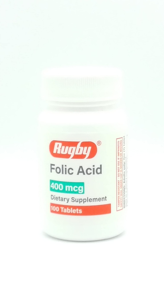 럭비 Laboratories Folic 산 400 mcg 비타민 B9 Folate 매일 규정식 보충교재 글루텐 성인 전용을 위한 자유로운 지원 심장 혈관 건강 100 정제 (1의 포장)