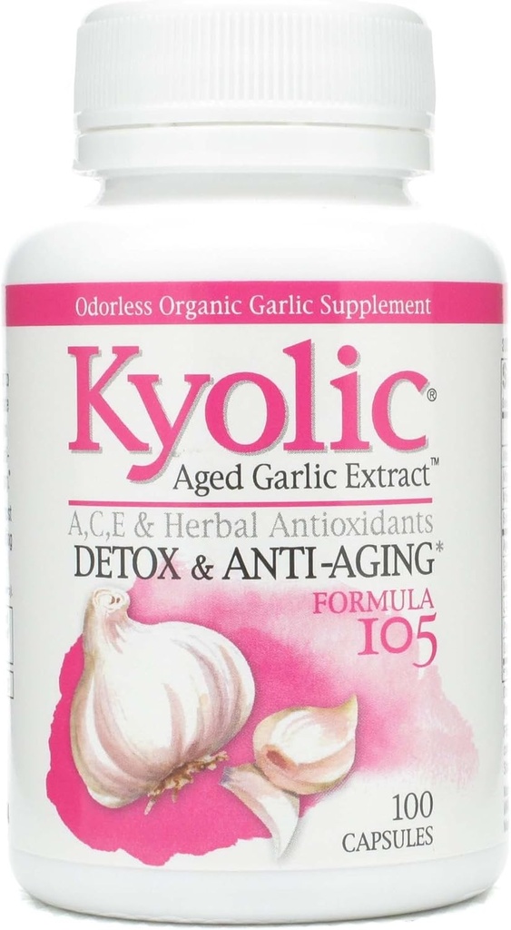 Kyolic 공식 105 마늘 추출물 w/VIT A와 E 셀렌 100 캡슐