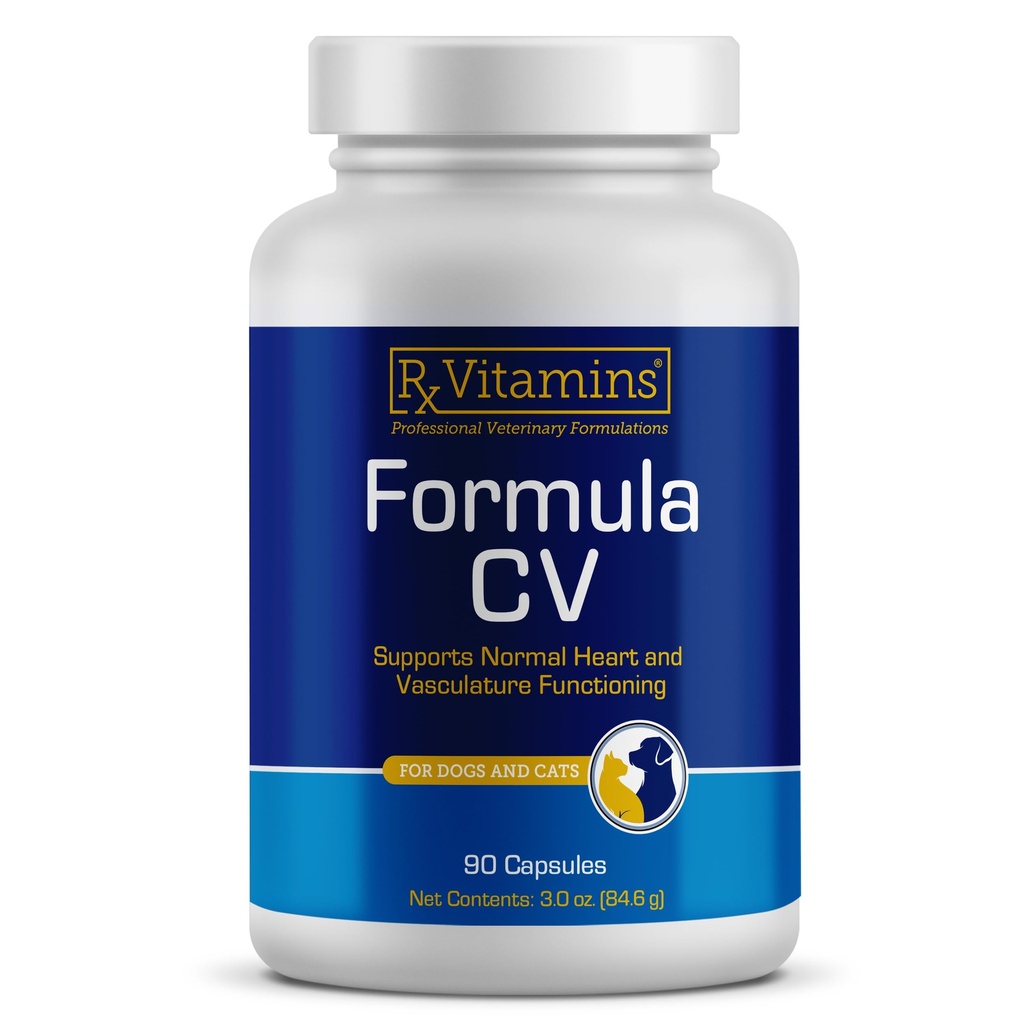 Rx Vitamins Formula CV - 개 및 고양이를위한 타우린이있는 호손 베리 캡슐 - 심장 건강은 마그네슘과 칼륨으로 향상된 - 시니어 개 비타민과 시니어 고양이 비타민 - 90ct
