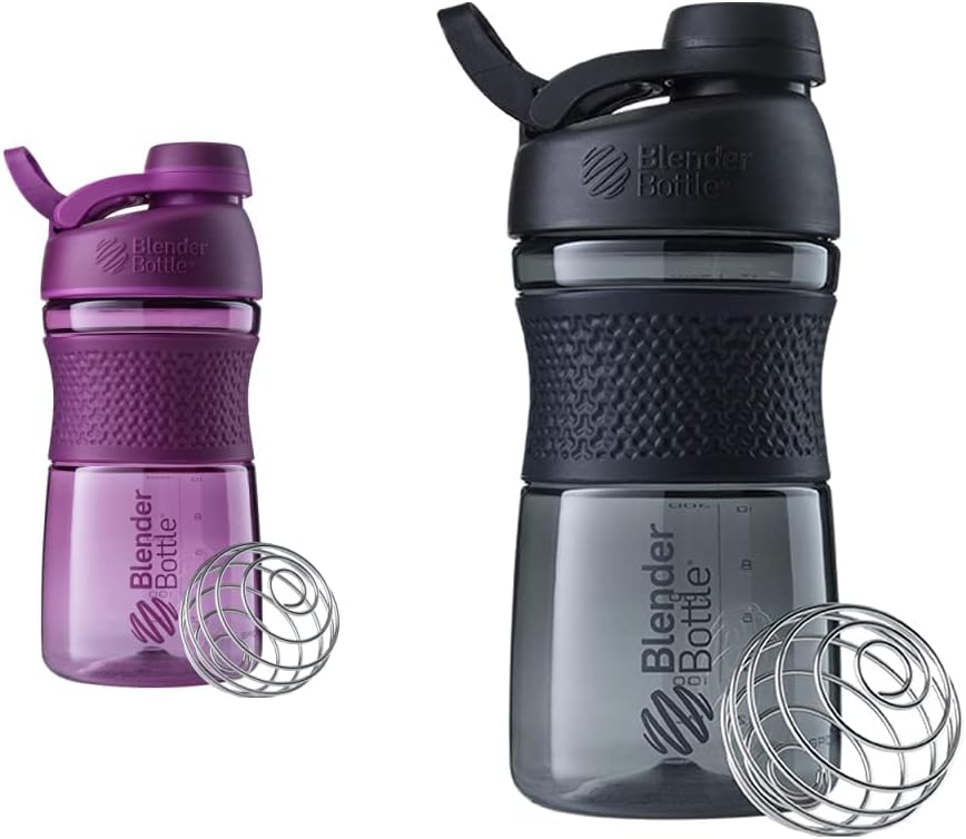 BlenderBottle 20-Ounce 검정과 자두 단백질 셰이커 병 BlenderBall 철사 위스키