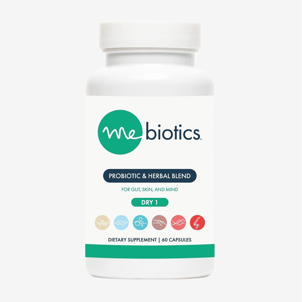 Microbiome Labs Mebiotics Probiotic & Herbal Supplement Dry 1 - Lactobacillus Rhamnosus + Lemon Balm for Skin + Gut Health - Gut, Mind, & Skin (60 캡슐)을 지원하는 구두 프로바이오틱스