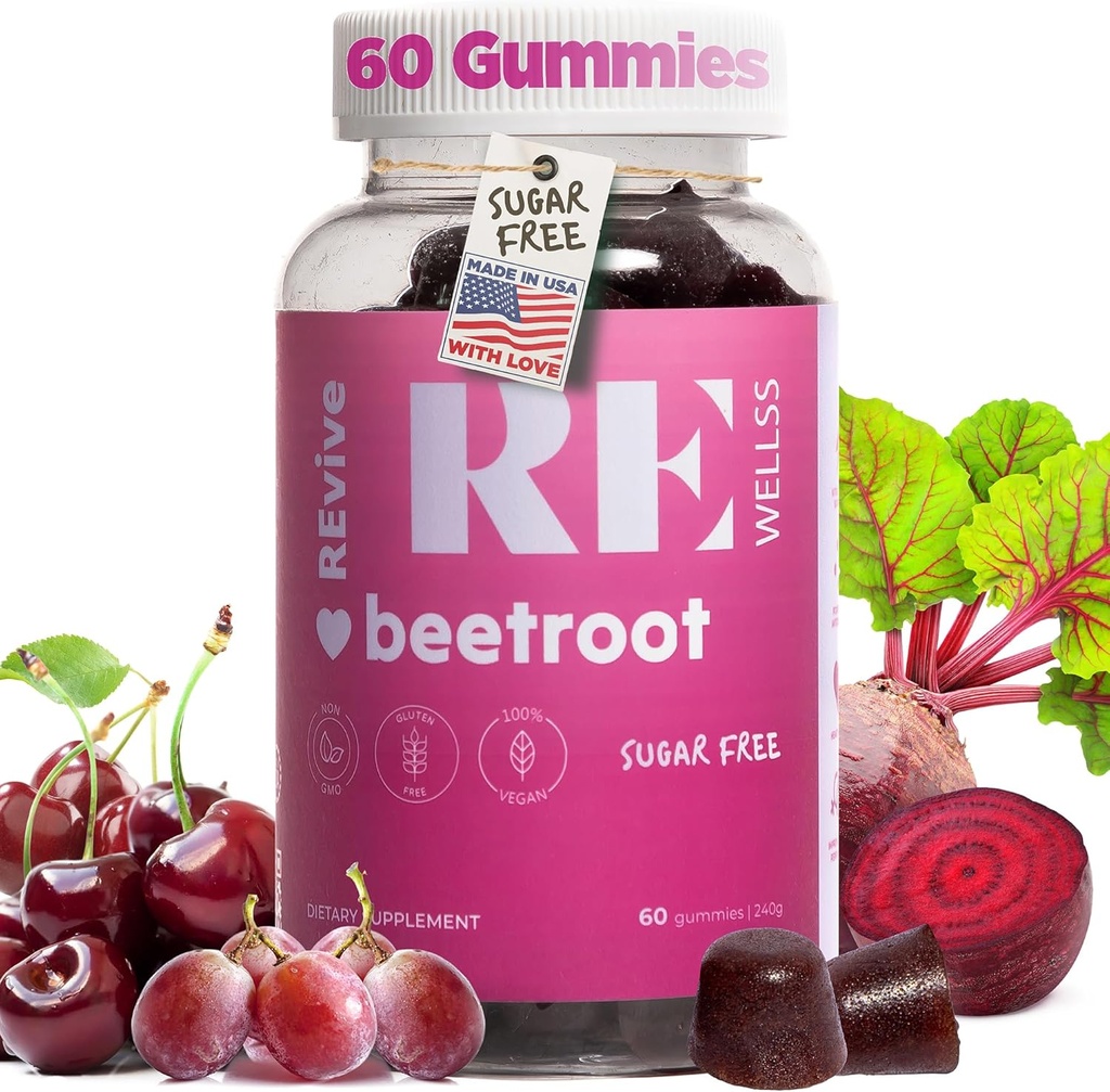 포도씨 추출물 에너지 보충교재를 가진 사탕 뿌리 Gummies I 설탕 남자 & 여자 I 전반적인 건강 & 혈압 지원 I 60 Gummies - 버찌 풍미