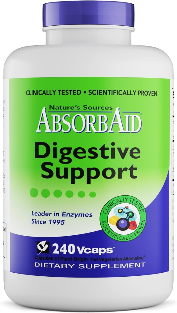 AbsorbAid 소화 효소 240 vCaps, 최대 71%의 바이탈 영양 흡수를 증가하는 입증