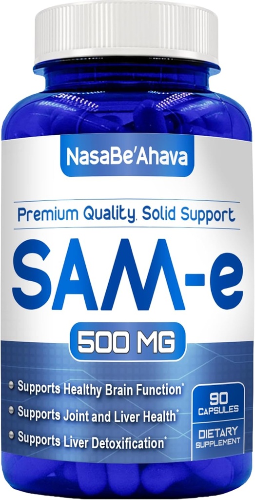 SAM-E 보충교재 500mg | Bone와 Mood 지원 보충교재를 위한 쉬운 흡수 S-Adenosyl-L-Methionine SAM-e 500mg | 미국 비 GMO 및 글루텐 자유로운에서 만드는 (90 일 공급)