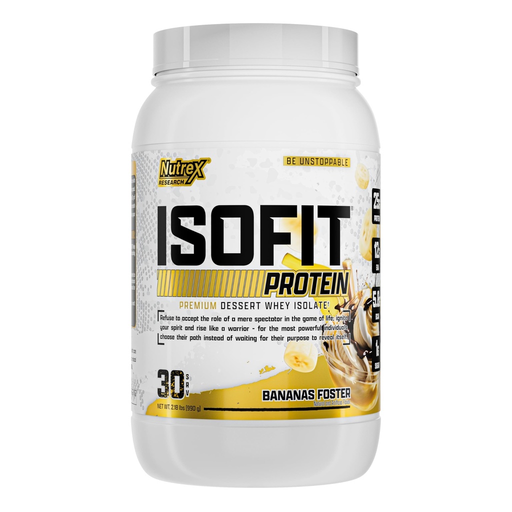 Nutrex 연구 IsoFit Whey Protein Powder 즉시 100 % Whey Protein Isolate (30 서빙 팩 1), 바나나 포스터)