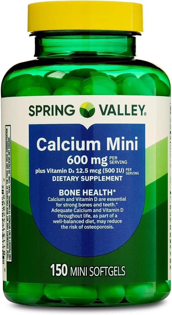 뼈 건강을 위한 비타민 D3-600mg 칼슘을 가진 칼슘 보충교재, 150 소형 Softgels, 정유 칼슘 및 비타민 D3 지원