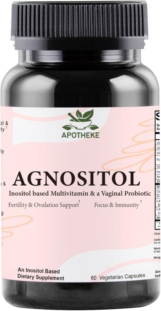 AGNOSITOL Prenatal 비타민, SMART Bacteria, Fertility, Ovulation & PCOS 지원, 호르몬 균형 & 질 건강 보충교재를 가진 질 Probiotic. Inositol 40:1의 엽산, 비타민 D3 B6/1