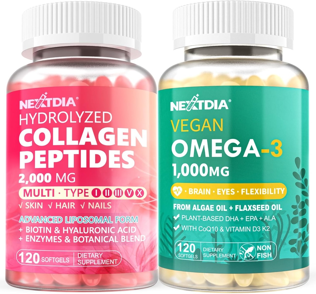 Hydrolyzed 교원질 펩티드 알약 + 비타민 D3 K2를 가진 Vegan Omega 3 보충교재