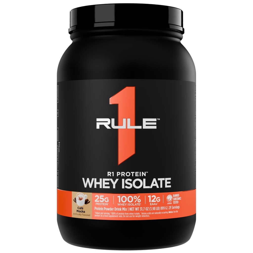규칙 1 R1 단백질 Whey Isolate - 25g Protein & 6g BCAA로 독점적으로 운동 회복을위한 Isolated & Hydrolyzed 소스 (2 파운드 *, Café Mocha)