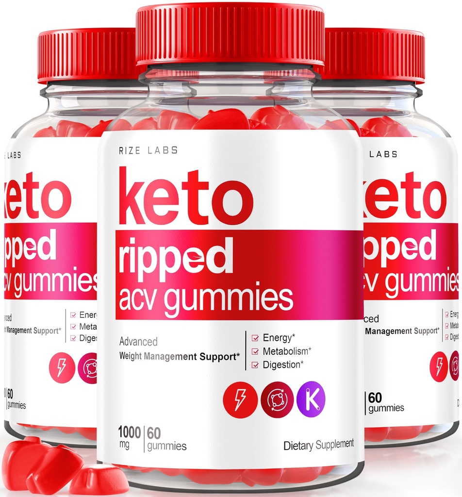 rize 실험실 (Pack of 3 Keto Ripped ACV Gummies, 공식 Keto ACV Gummies 고급 체중 감량 지원, 모든 자연 애플 Cider Vinegar, 프리미엄 Keto Plus ACV Gomitas 리뷰 (180 Gummies)