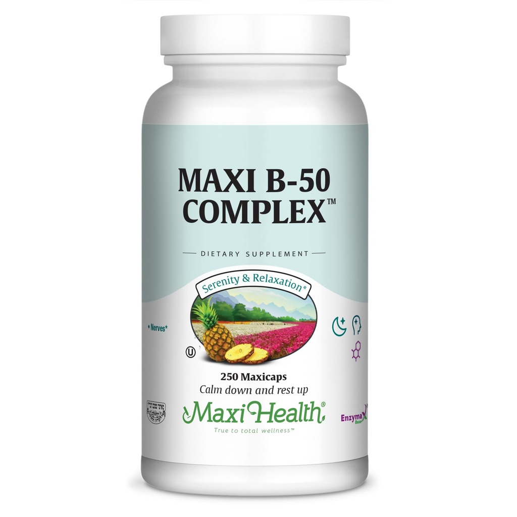 여성과 남성, 비타민 B6, B12, Biotin, Inositol, Folate, Vegan, Gluten & Soy & Milk Free, Kosher, Unflavored, 100 조사를위한 Maxi 건강 스트레스 완화 비타민 B 복합체