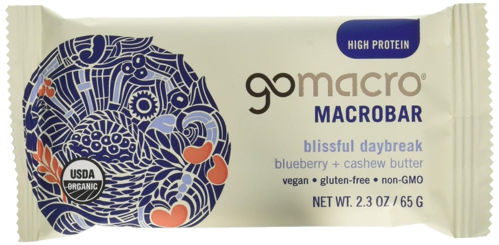GoMacro Macrobar 유기 채식 단백질 바 - 블루 베리 + 캐슈 버터 (2.3 Ounce Bars (12 팩)