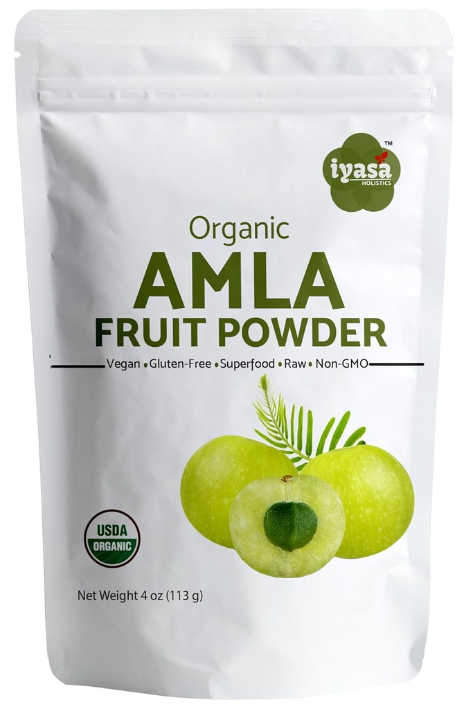 유기 Amla 과일 분말, Amalaki Berry 분말, 4 ounce/112 gm, USDA 유기, 피부와 머리, 4 oz의 Resealable 주머니를 위한 익지않는 Superfood